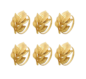 Anneaux de serviette de couleur or de conception classique anneaux de tissu de serviette en forme de feuille de qualité supérieure au prix le plus bas - Product Image 2