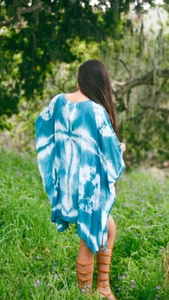 Kaftan corto de moda de verano para mujer del fabricante, nueva moda, Color teñido anudado, hasta la rodilla, patrón tejido de cintura Natural - Product Image 3