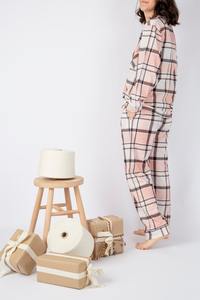 Maillot de nuit à carreaux pour femmes, vêtements de nuit imprimé, respirant et lavable, 2020 - Product Image 3