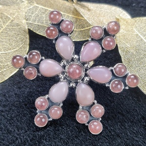 Multi Stone Pink Opal Gemstone Silver Handmade Ring Wholesale Supplier For Solid 925 Sterling Silver Statement Ring Jewelry ODM - Product Image 3