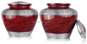 Urna de latón clásica personalizada con estampado Floral, diseño rojo Simple para adultos, cremación conmemorativa, cenizas de Metal coloridas, suministros funerarios - Product Image 4