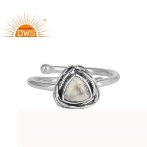 Natural Howlite <b>Adjustable</b> <b>Ring</b> 925 Sterling Silver Triangular Woman's Anniversary <b>Ring</b> Jewelry Gemstone Jewelry Manufacturer - Product Image 1
