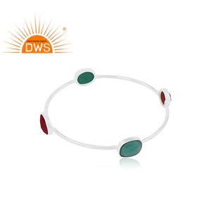 Brazalete de plata fina de piedras preciosas, Aventurina, ónix verde, venta al por mayor - Product Image 4