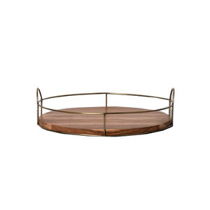 Plateau de bloc à découper en bois et en métal de conception moderne à grille Plateau de vanité élégant avec praticité - Product Image 1