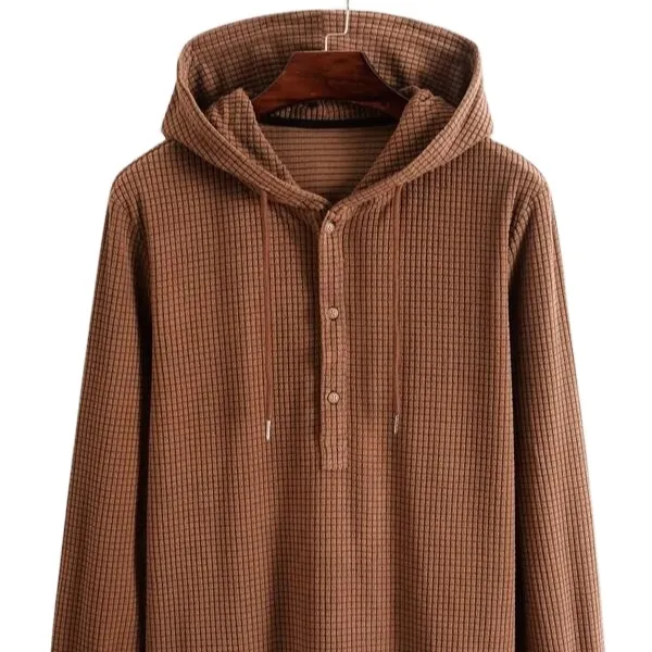 Men Half Button Drawstring Hoodies & Sweatshirts Thermal Lined Long Sleeve Printed Oversize Pullover Hoodies Wholesale