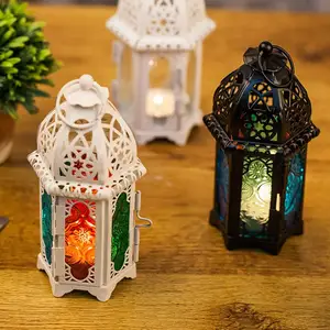 Antieke Marokkaanse Stijl Kaars Lantaarn Vintage Kaarshouder Voor Evenementen Feesten En Bruiloften Kleurrijke Sides Gift Item CHLR10