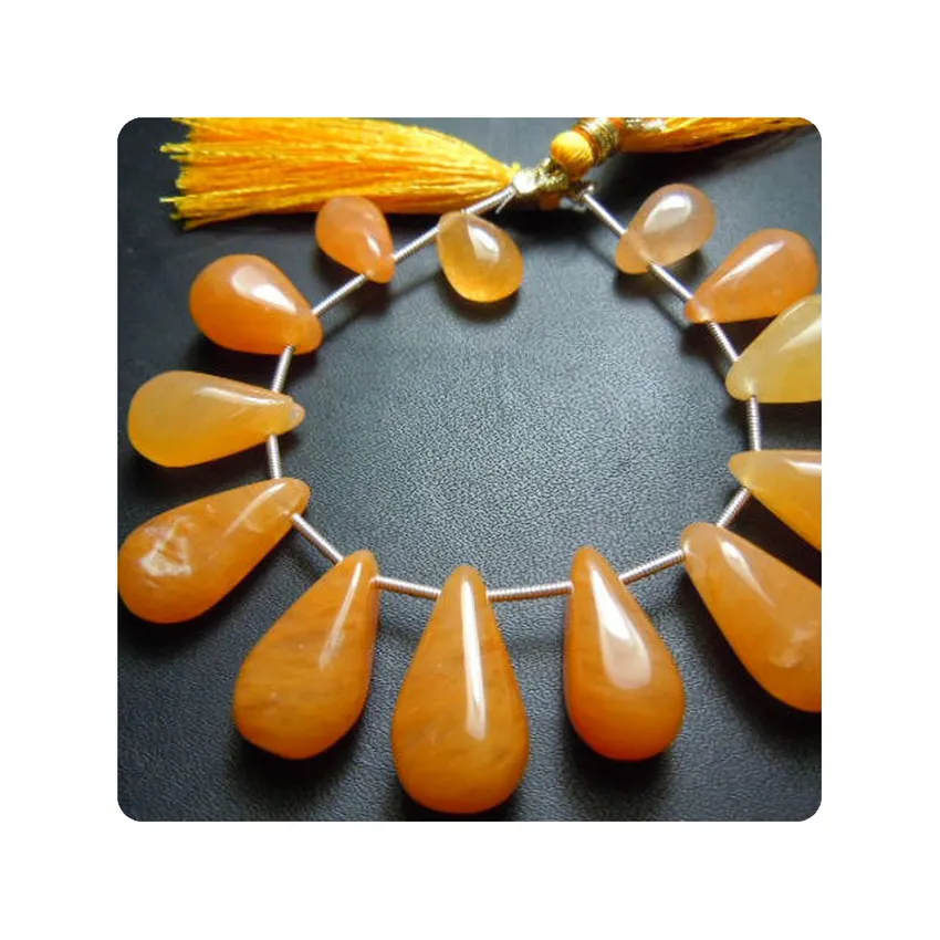 Avanturine Beads yellow Aventurine Gemstone smooth briolette pear Drops Size 9x12 to 12x20mm approx 3 strands 8 inches