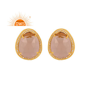 Boucles d'oreilles en argent sterling fin avec topaze citron naturelle et zircon blanc, design fait à la main, pour femmes, fabricant de bijoux - Product Image 3