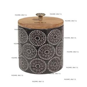 Nouvelle conception boîte de rangement de forme ronde avec couvercle en bois boîte de pot de stockage de cuisine de qualité supérieure par les arts à la maison - Product Image 4