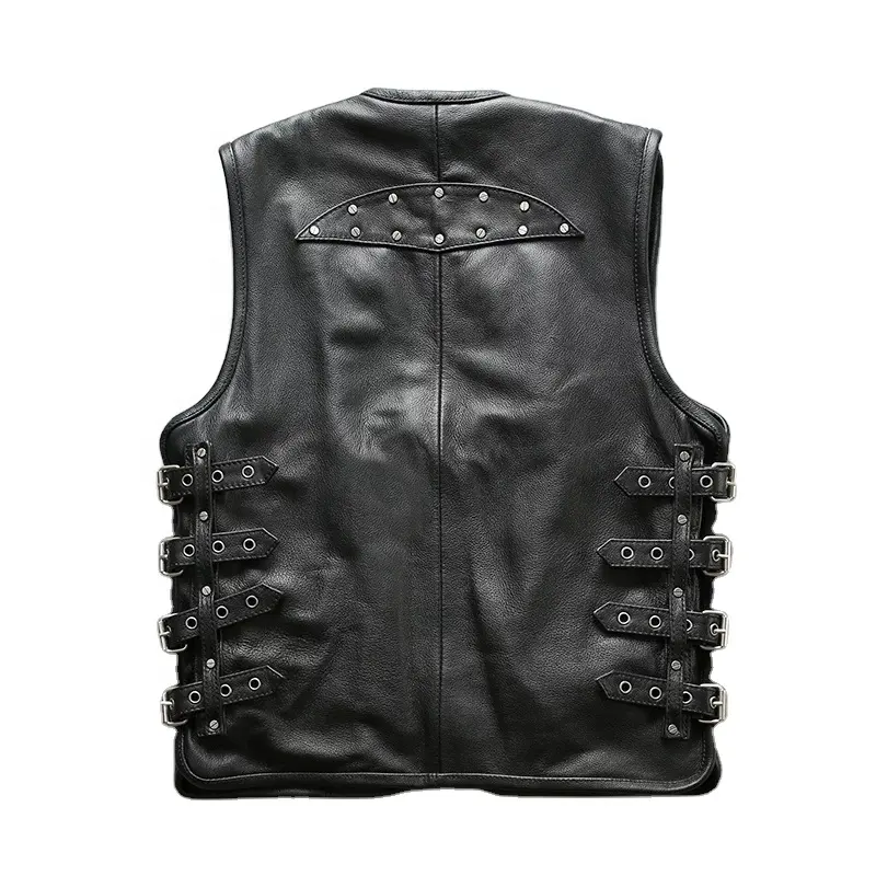 Latest Design High Quality Racing And Riding Fashionable Men's Leather Vest, Men Sleeveless Vest