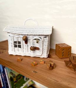 ของขวัญคริสต์มาสสำหรับเด็ก,ตะกร้าทรงบ้านตะกร้าปิกนิกสำหรับเด็กตะกร้าเก็บของเล่นตะกร้าสำหรับตกแต่งบ้าน-สีขาว - Product Image 1