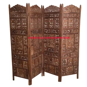 wood carved folding screen