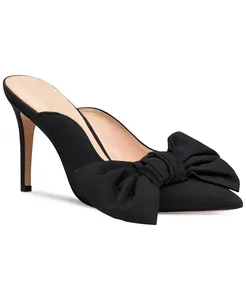 महिलाओं ऊँची एड़ी के धनुष टाई काले रंग बताया पैर की अंगुली महिलाओं सैंडल जूते