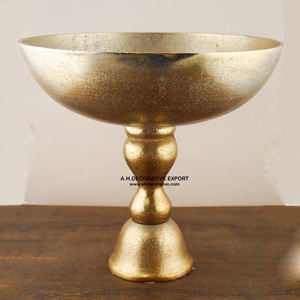 Bol de finition de luxe en cuivre avec piédestal de couleur or, Table de mariage, pièce centrale de bol décorée - Product Image 4