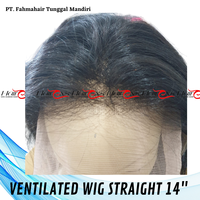 Perruque en cheveux humains naturels noirs vierges indonésiens Remy – 8 à 18 pouces, lisse et soyeux, avec frontal ondulé, tissage de cheveux à double trame faite à la machine