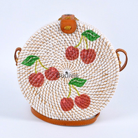 Liquidación de Bolsos de Ratán, Disponibles en Existencia, Nueva Llegada, Bolsos de Ratán con Estampado Decoupage, Bali, Indonesia