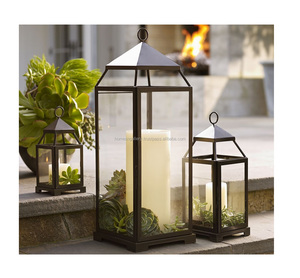 <b>Small</b> Matte Black Square Stainless Steel Candle <b>Lantern</b> Golden Handle for Christmas Decorations-Metal Candle Holders <b>Lanterns</b> - Product Image 5