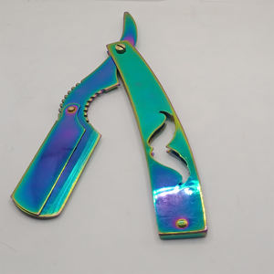 Afeitadora clásica desechable de acero inoxidable plegable, maquinilla de afeitar de borde recto para afeitado facial y corporal, maquinilla de afeitar de barbería - Product Image 3