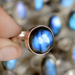 Bagues naturelles femmes ovale diamant bague garçon amour photos labradorite argent superposition naturel labradorite pierre de guérison en cristal - Product Image 5