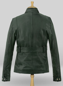 Blouson de motard unisexe en cuir d'agneau brossé, pour motard, Moto et motocycliste, couleur vert foncé, nouveau Design, hiver 2020 — 2021 - Product Image 4