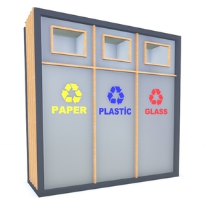 Recyclage Poubelle Poubelles 3 Composants En Acier Inoxydable et Bois Aab-406a En Acier Inoxydable En Bois Pas Cher De Haute Qualité En Plein Air - Product Image 4
