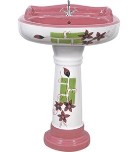 Lavabo en céramique de Sanitaryware de couleur blanche highglossy avec le piédestal pour Resellig. - Product Image 1