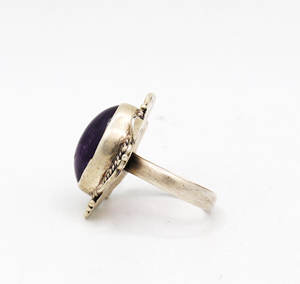 แหวนพลอยอเมทิสต์โบราณทรงรีอัญมณีของที่ระลึกอัญมณี925เงินแท้เครื่องประดับสำหรับงานแต่งงานแบบแฮนด์เมดได้รับการรับรองจาก IGI - Product Image 4