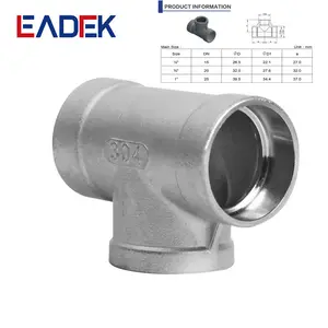 Npt Pipe Fittings SS 304 316 Stainless Steel Socket Welding Tee Female Thread NPT BSP Casting Pipe Fitting Connector