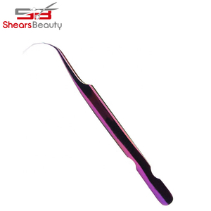 Ensemble de cils d'extension de volume d'étiquette personnalisée en gros et pince à épiler de beauté en acier inoxydable avec bout pointu incurvé pour l'utilisation des sourcils - Product Image 3