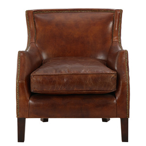 Industrial Leather & Wood Sofa For Sale - Product Image 2