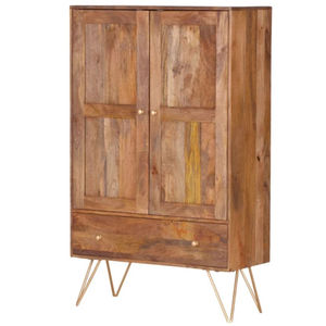 Armoire de salon en bois massif de Style italien, 4 portes et pieds en métal, présentoirs de meubles de chambre à coucher, présentoir pour décoration de la maison - Product Image 4