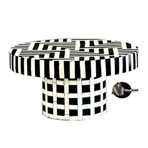 Luxury Black & White Round Cake Stand with Traditional Bone Inlay Design for Birthday Parties <b>Weddings</b> Home Decorative Use - Product Image 1