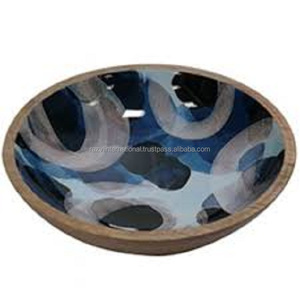 Tazón de Madera de Diseño de Lujo, con Adhesivo Decorativo con Estampado de Flores, Hecho a Mano, Ecológico, para Bodas - Product Image 3