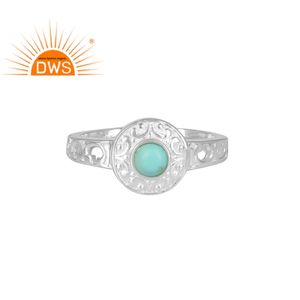 Trendy Wedding & Party Turquoise Gemstone <b>Statement</b> <b>Ring</b> 925 Sterling <b>Silver</b> Bezel Setting Unisex Jewelry - Product Image 1