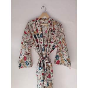 Femmes élégant Floral main bloc imprimé longue Robe Robe Kimono multicolore Hippie bohème grande taille vêtements de nuit en gros pour - Product Image 2