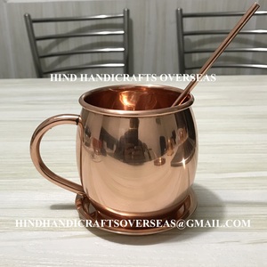 Tazas de mula de Moscú martilladas de cobre puro 100% con vasos con acabado brillante, cócteles de cerveza por fabricante indio - Product Image 4
