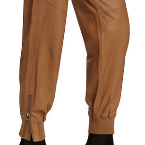 Chic brillant marron PU cuir pantalon femmes élégant tenue décontracté confortable ajustement polyvalent à la mode mode essentiel parfait - Product Image 5