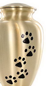 Golden Brass Pet Cremation <b>Urn</b> with Paw Print Design Metal Ashes <b>Urn</b> for Dogs <b>Cats</b> Memorial Keepsake Burial <b>Urn</b> - Product Image 2
