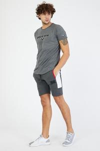 ชุดวอร์มกีฬาทรงสลิมฟิตสำหรับผู้ชาย,ชุดวิ่งออกกำลังกายคอกลมพิมพ์ลายลำลองสีดำแบบด้านเดียว - Product Image 4