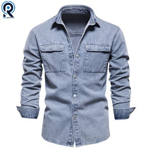 แจ็คเก็ตเดนิมผ้าฝ้าย 100% สำหรับผู้ชาย สไตล์ลำลอง สีพื้น มีกระเป๋า สำหรับผู้ชาย สไตล์ฤดูใบไม้ผลิ เสื้อผ้าผู้ชายคุณภาพสูง - Product Image 2