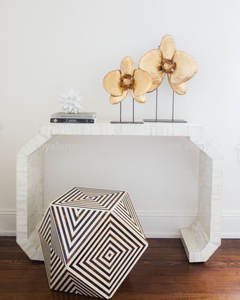 Taburete de resina con incrustaciones de resina de dos colores para sala de estar, taburete con incrustaciones de hueso, taburetes laterales para mesa de centro de sala de estar de Vietnam - Product Image 3