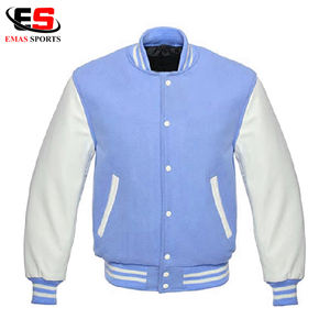 Chaquetas universitarias de calidad superior para hombre, manga con dobladillo acanalado liso, puños, cuello, cierre de botón a presión, cierre de botón a presión para mujer - Product Image 6