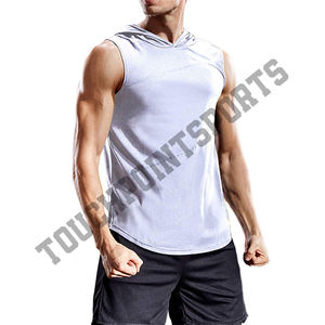 Débardeur et sweat à capuche pour hommes, vente en gros, 100% jersey de coton, couleur unie, t-shirt sans manches - Product Image 6