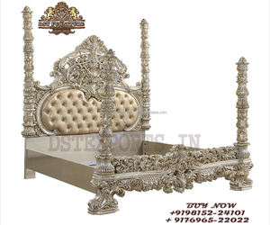 Lit à dossier haut de gamme avec tabouret latéraux, descente de lit moderne métallique, meuble de nuit, qualité supérieure - Product Image 4