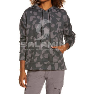 Sweat à capuche oversize gris vintage pour femme, imprimé sur mesure avec logo frontal, style streetwear, manches longues, décontracté, coupe-vent, en polaire, pour l'hiver - Product Image 1