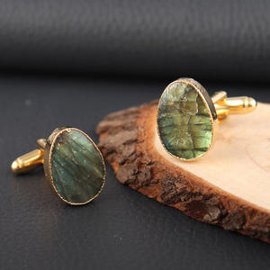 Bouton de manchette en pierre gemme pour hommes, accessoire de luxe plaqué or, labradorite naturelle, bouton de manchette, chemise style promotion, cadeau - Product Image 5