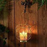 Jaula de alambre de hierro Linterna decorativa de metal para exteriores Mesa DE BODA colgante adecuada Centro de mesa y uso doméstico Portavelas y tarros - Product Image 6