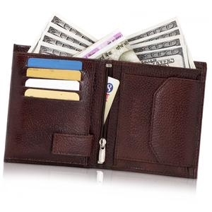 Dicihaya — portefeuille homme en cuir véritable, pliable, doux, couleur marron, meilleure vente - Product Image 1