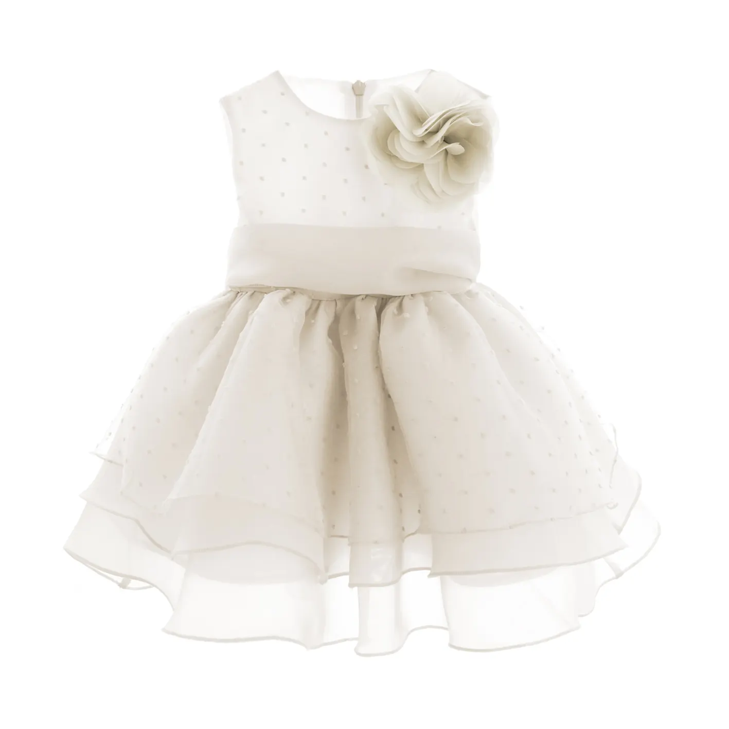 Made in Italy high quality summer baby elegant dress with tulle ALLEGRA for retail art A1110A 2 ivory