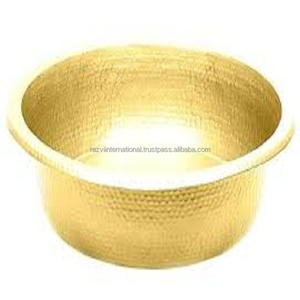 Cuenco de pedicura de forma redonda de acero inoxidable de metal dorado de latón para instalaciones interiores y exteriores - Product Image 1